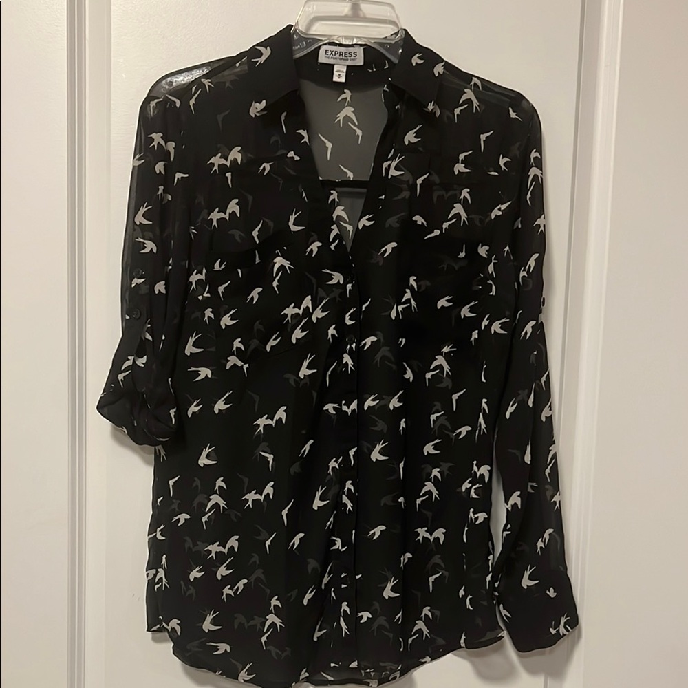 Express Black and White Blouse Elegant Top